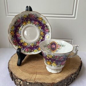 Royal Albert Garland Series Radiance Fine Bone China Footed Tea Cup And Saucer